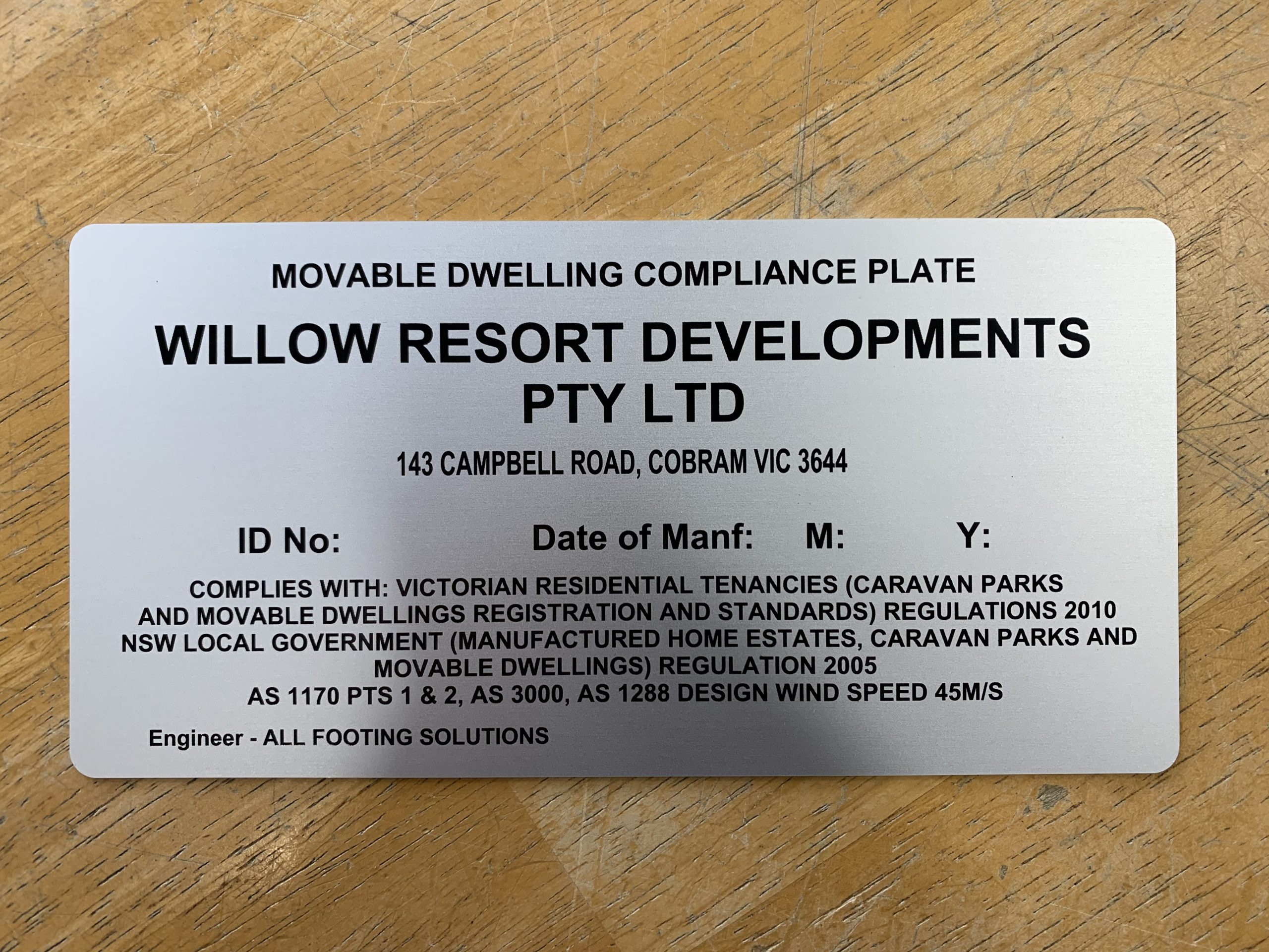 Construction Compliance Plates